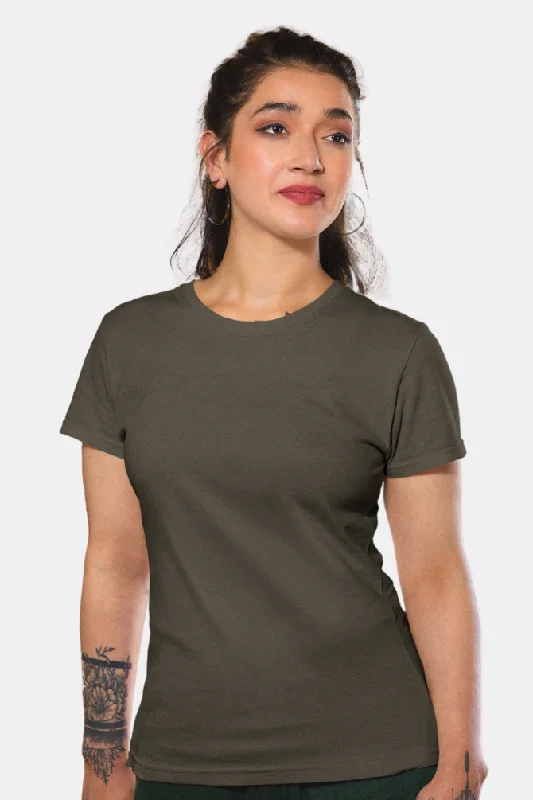 Olive Green T-shirt for womenRelaxed Fit T-Shirts