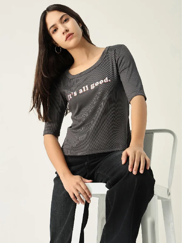 Women Solid Grey T ShirtHunting T-Shirts