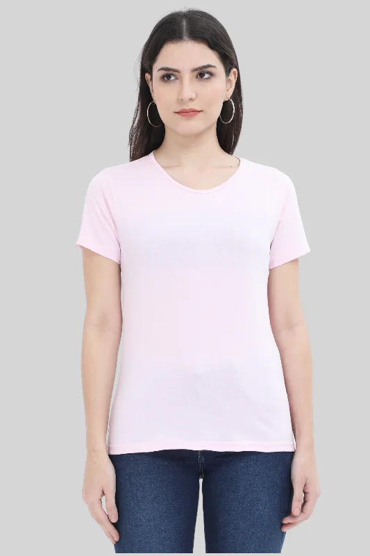 Light Pink Scoop Neck T-shirt for womenDesigner T-Shirts