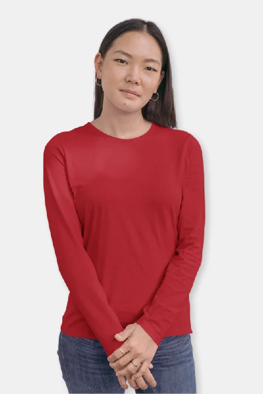 Red Full Sleeve T-shirt for womenButton-Up T-Shirts