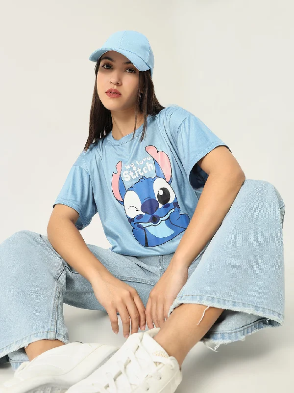 Women Graphic Blue T ShirtFitted T-Shirts