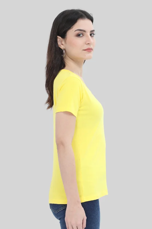 Bright Yellow Scoop Neck T-shirt for womenCycling T-Shirts