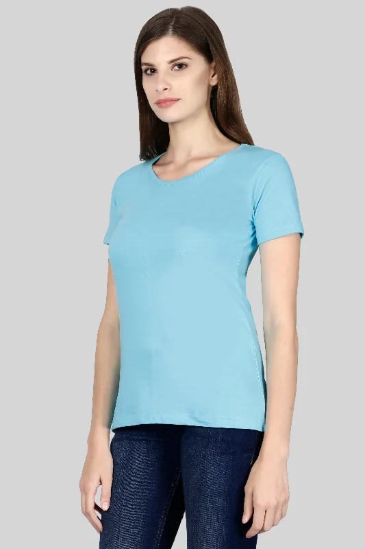 SkyBlue Scoop Neck T-shirt for womenLounge T-Shirts