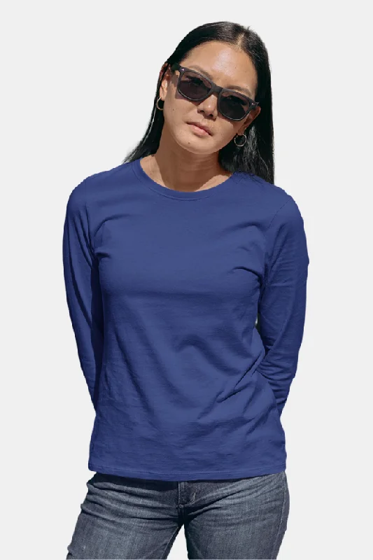 Royal Blue Full Sleeve T-shirt for womenPocket T-Shirts