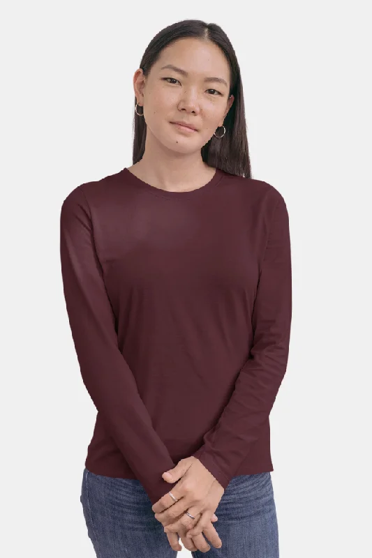 Maroon Full Sleeve T-shirt for womenSequined T-Shirts