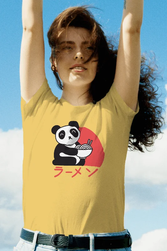 Ramen Panda Printed T-shirt for womenFrench Terry T-Shirts