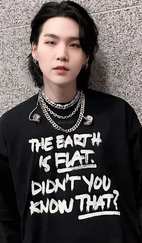 The Earth is Flat- Yoongi: BTS- HALF-SLEEVE T-SHIRTSZippered T-Shirts