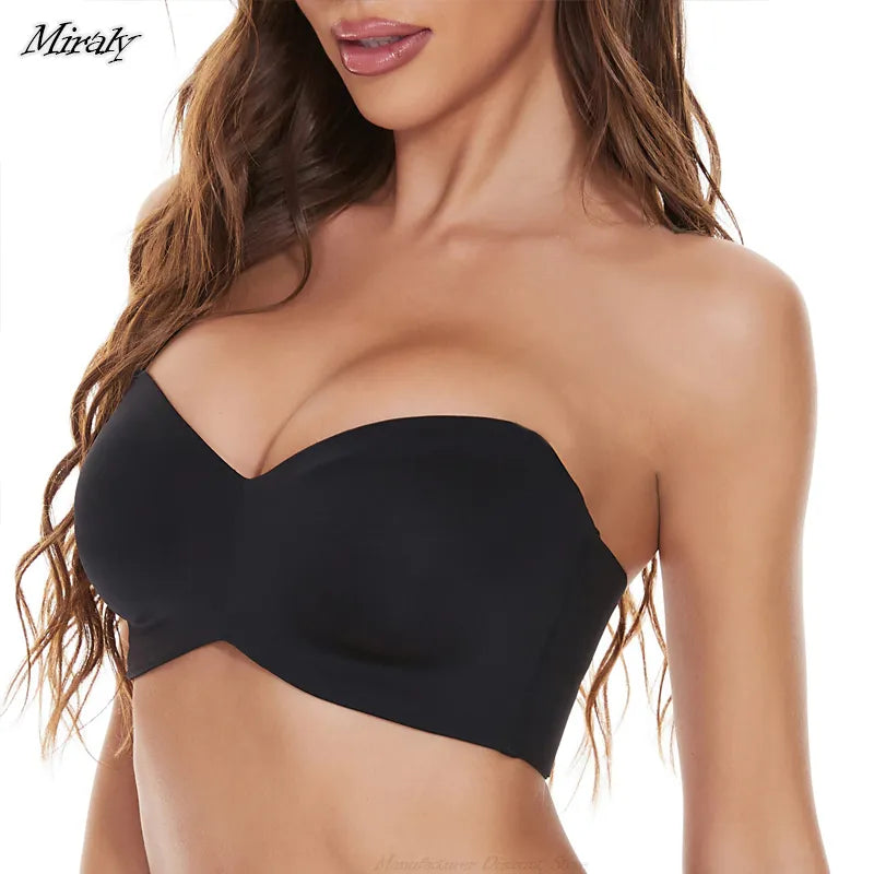 Full Support Non-Slip Convertible Bandeau Bra Women Seamless Invisible Strapless Bra Lift Up Underwear Bandeau Plus Size BraWomen's outdoor tops