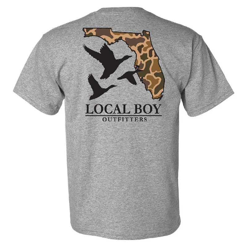 Sheer Short Sleeve TopsFlorida Camo State Short Sleeve T-Shirt in Oxford Grey