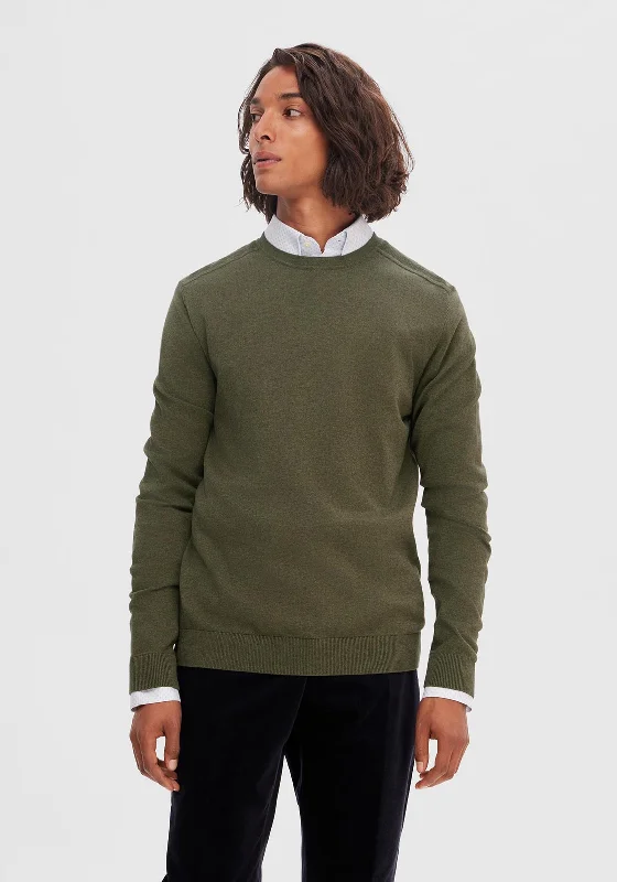 Selected Homme Berg Crew Neck Sweater, Ivy Green MelangeCollaborative Knit Tops