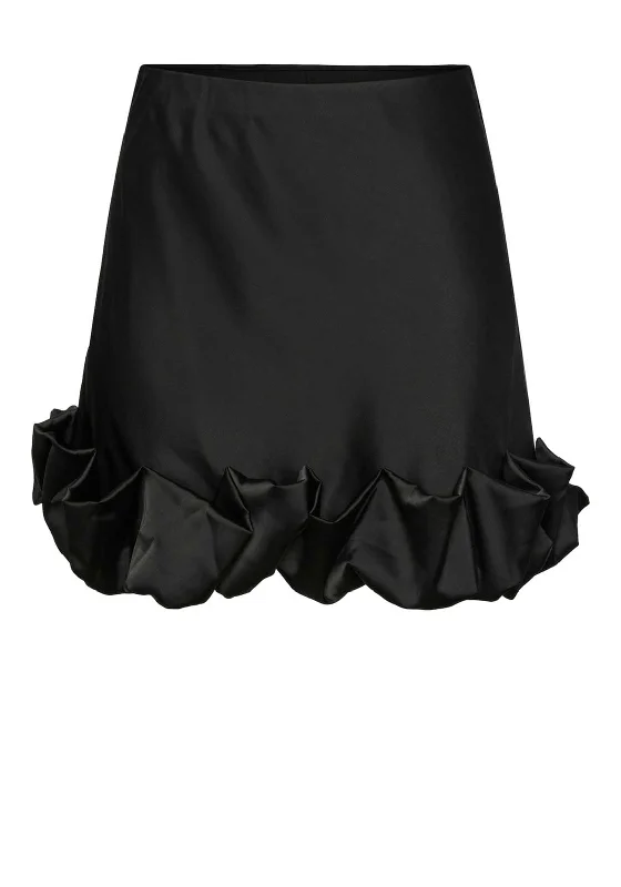 Y.A.S Flo Ruffle Hem Mini Skirt, BlackSilk Skirt