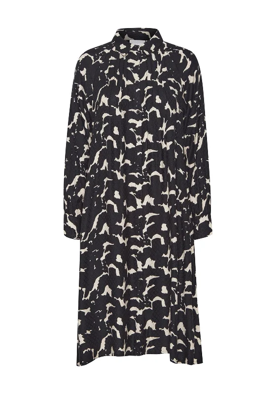 Fransa Nemmy Abstract Print Midi Shirt Dress, Birch MixSchool Dress