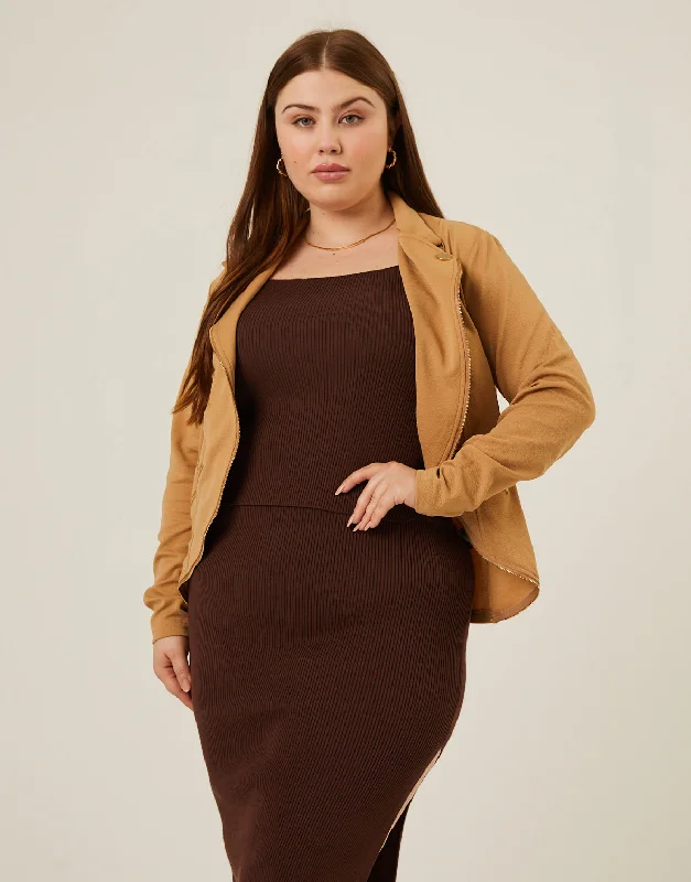 Plus Size Lightweight Zip Up JacketKnitted Top