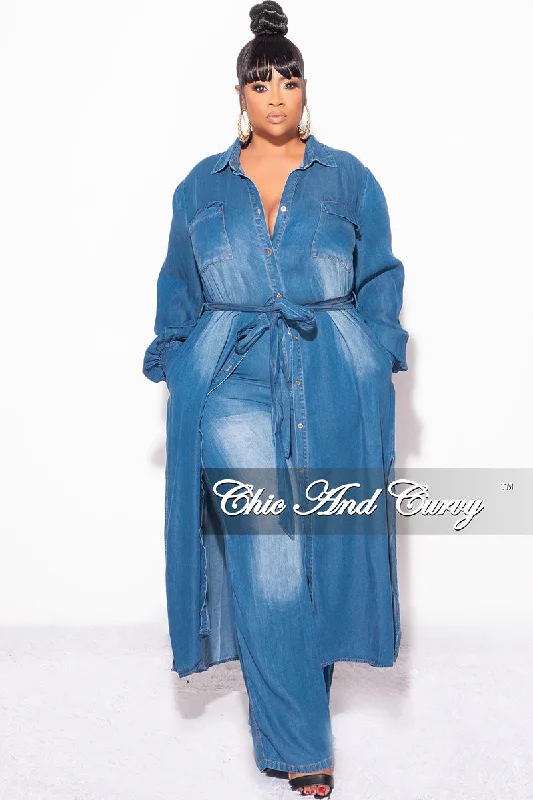 Final Sale Plus Size 2pc Trench Jacket and Pants Set in DenimPlus size women's lace tops