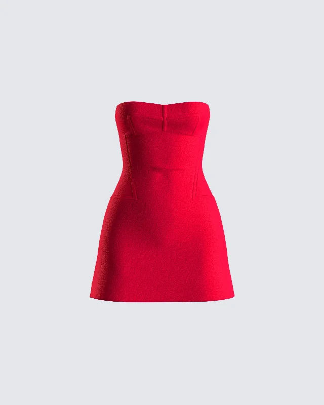 Farida Red Strapless Mini DressModern Dress