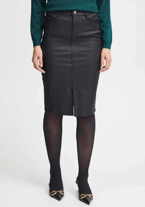 Fransa Malin Coated Midi Pencil Skirt, BlackDesigner Skirt