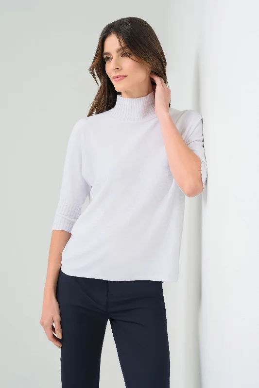 Ash Ribbed Mock Neck SweaterZippered Knit Tops