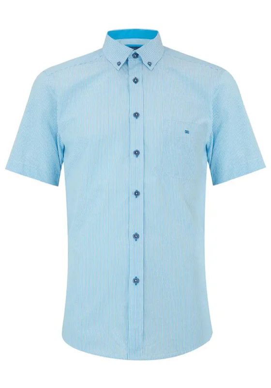 Cotton Short Sleeve TopsDaniel Grahame Drifter Striped Short Sleeve Shirt, Blue