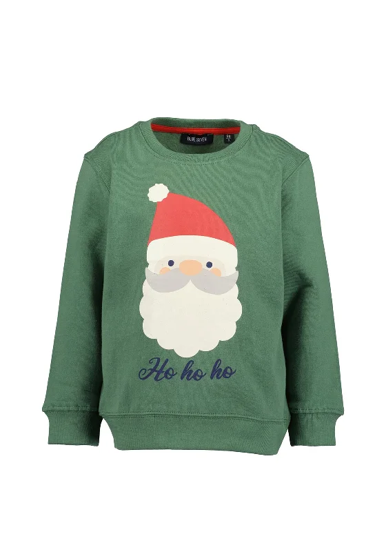 Blue Seven Boy Christmas Print Sweater, GreenEmbellished Knit Tops