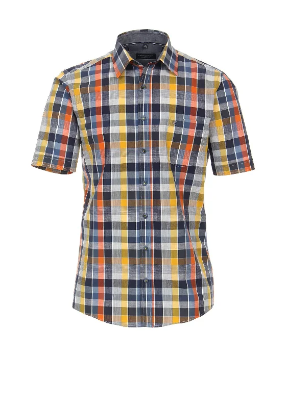 Luxury Short Sleeve TopsCasa Moda Short Sleeve Checked Shirt, Yellow Multi