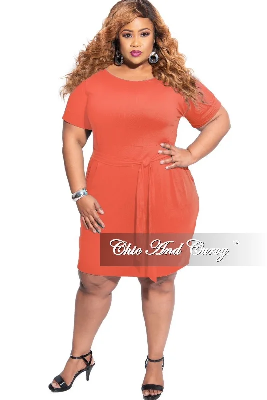 Final Sale Plus Size Rolled Sleeve Tie Dress in Ash CopperWomen's wedding tops