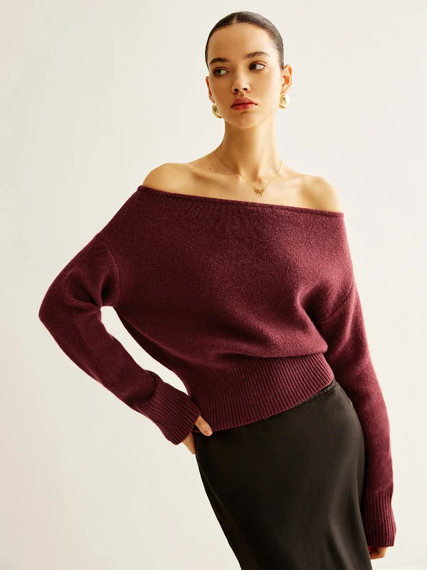 Cold-Shoulder Cinched SweaterFleece Knit Tops