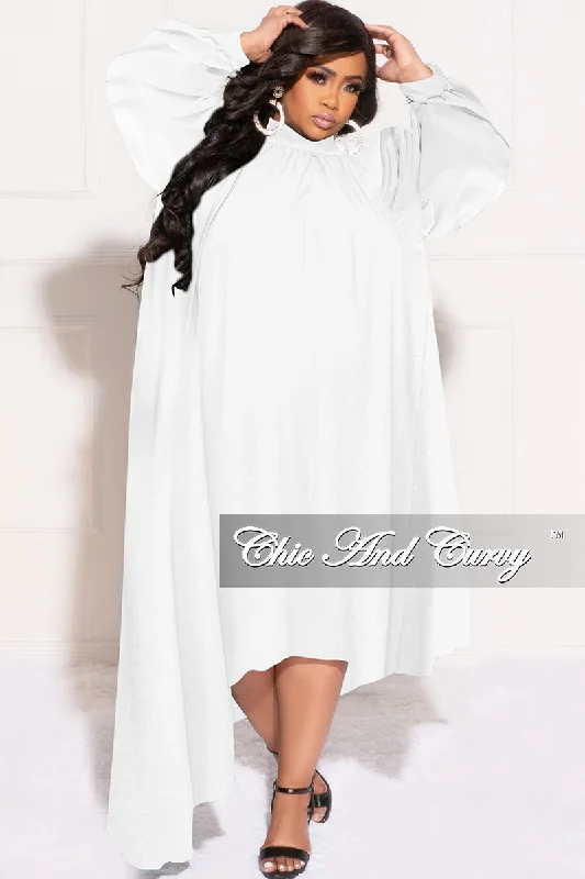 Final Sale Plus Size Sheer Asymmetrical Dress in IvoryLarge women's wool tops