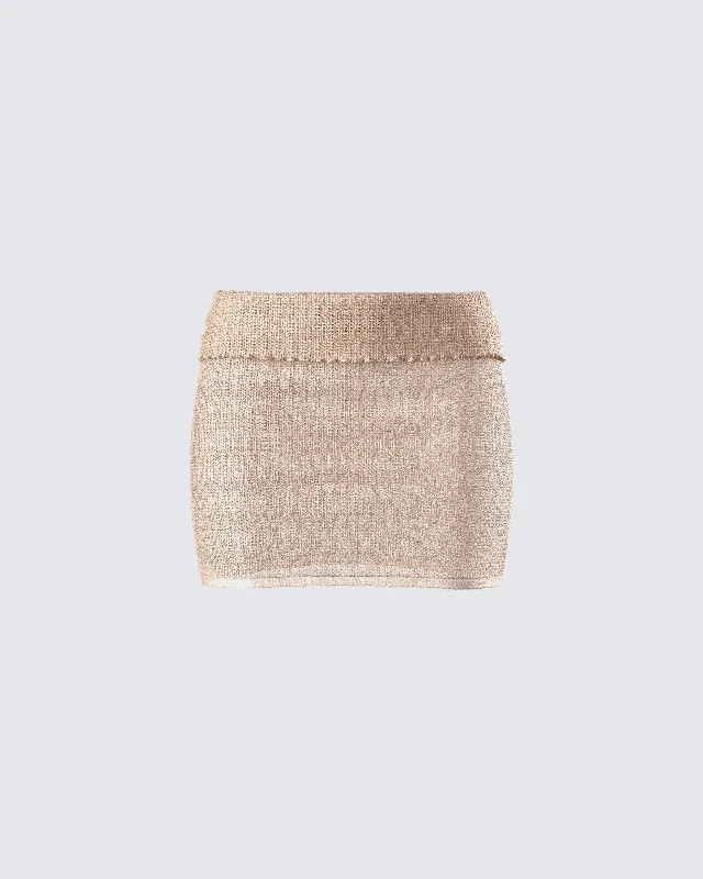 Sakura Gold Knit Micro Mini SkirtDivided Skirt