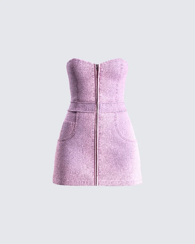 Malena Pink Denim Mini DressShift Dress