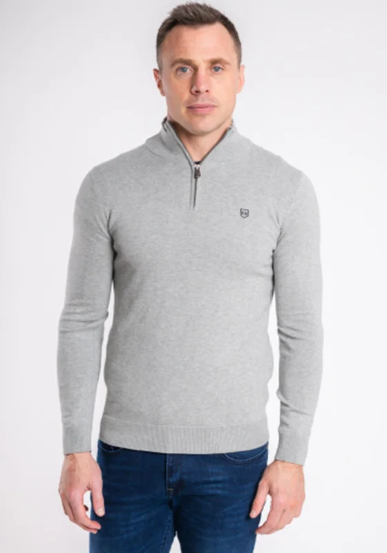 XV Kings by Tommy Bowe Petersham Half Zip Sweater, Stepping StoneLeather-Paneled Knit Tops