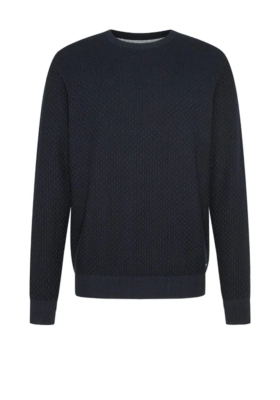 Bugatti Round Neck Sweater, NavyThermal Knit Tops