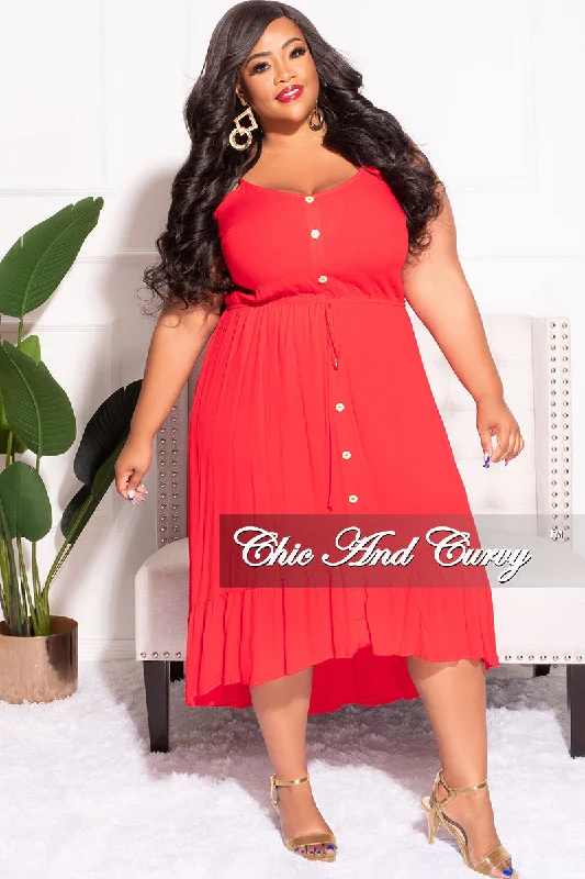 Final Sale Plus Size Spaghetti Strap Dress in RedLarge women's waist-baring tops