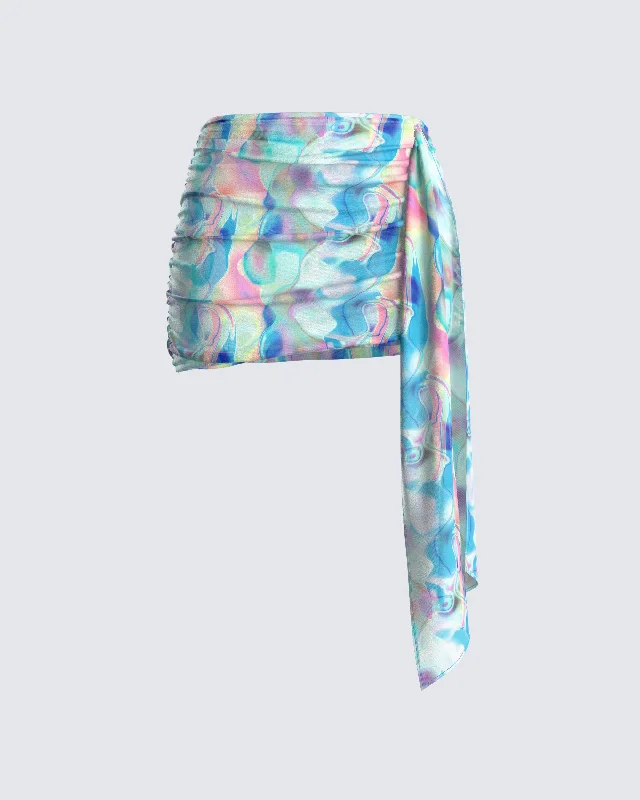 Cyra Psychedelic Print Drape SkirtUnder Skirt