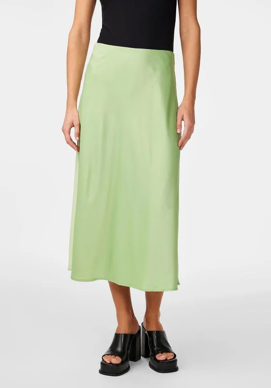 Y.A.S Pella High Waist Satin Midi Skirt, Quiet GreenMini Skirt