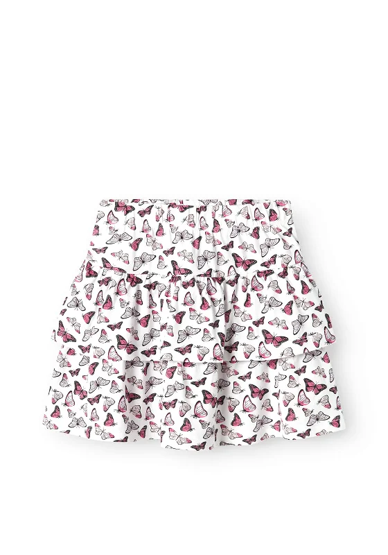 Name It Kid Girl Vigga Printed Rara Skirt, Bright WhiteHigh-low Skirt