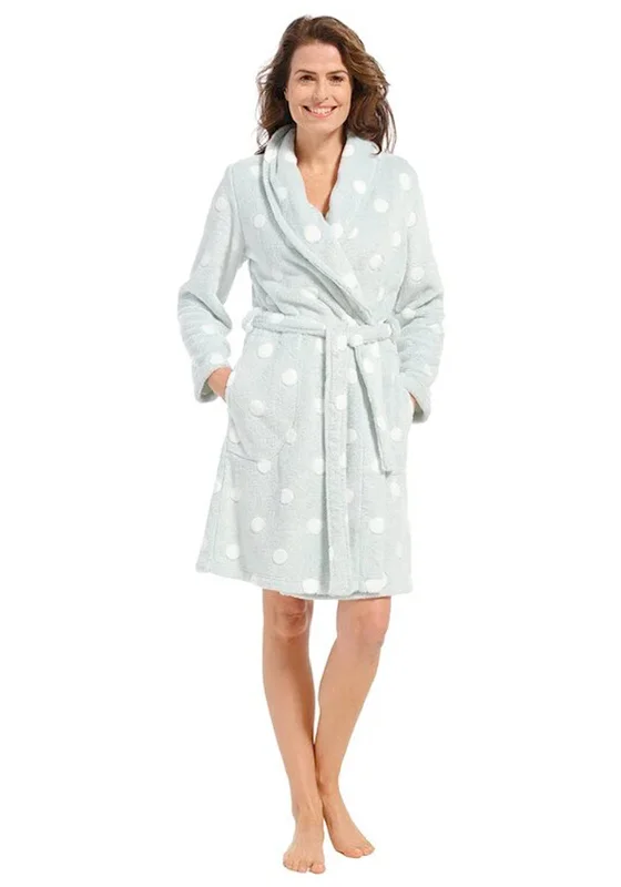 Pastunette Long Sleeve Fleece Polka Dot Dressing Gown, OriginalShort-sleeve Dress