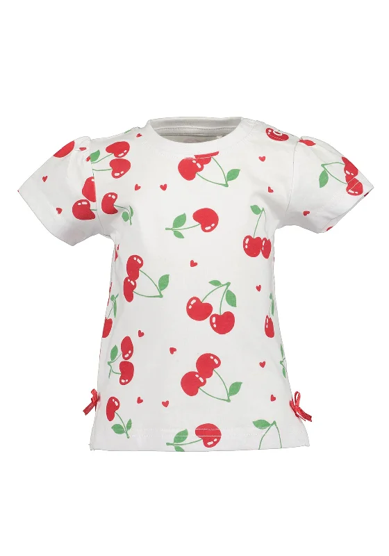 Hiking Short Sleeve TopsBlue Seven Baby Girl Cherry Short Sleeve Tee, White