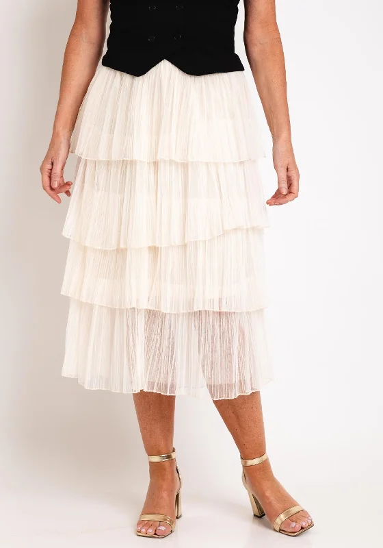 Serafina Collection One Size Tiered Tulle Midi Skirt, CreamBridal Skirt