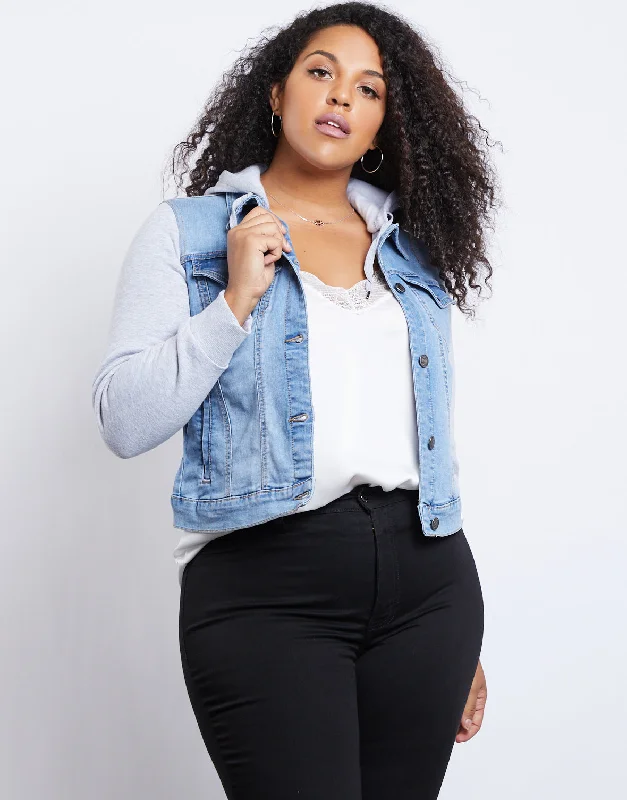 Plus Size City Girl Denim JacketKnitted Tee