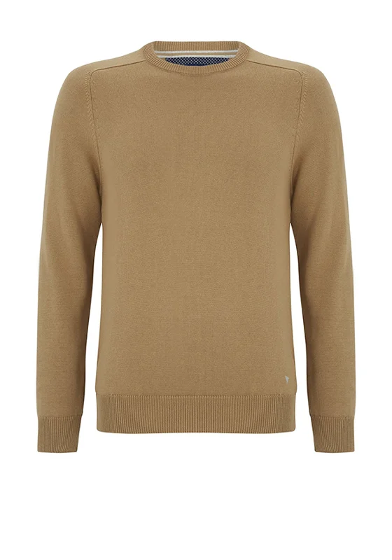 Daniel Grahame O Neck Sweater, BiscuitPolyester Knit Tops