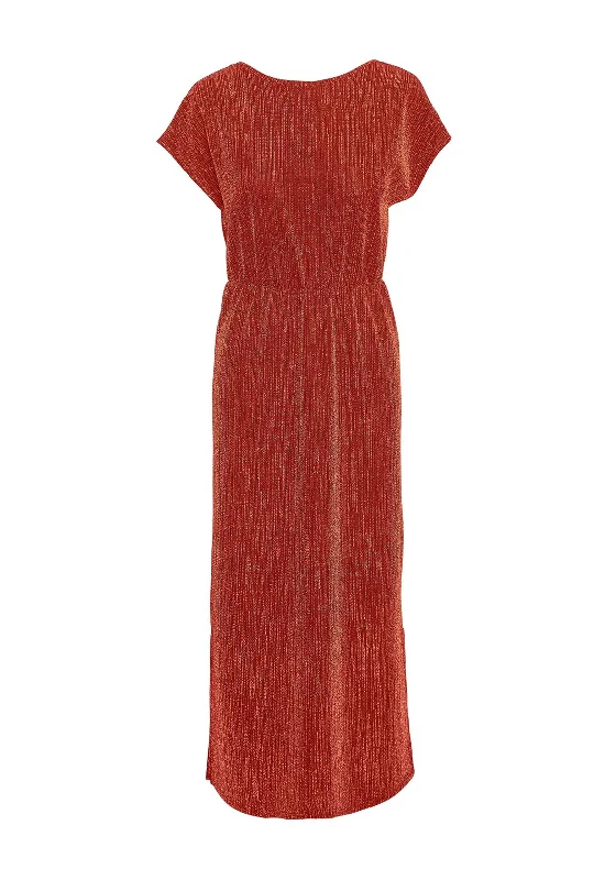 Vero Moda Elma Gold Detail Maxi Dress, Red OchreOne-shoulder Dress