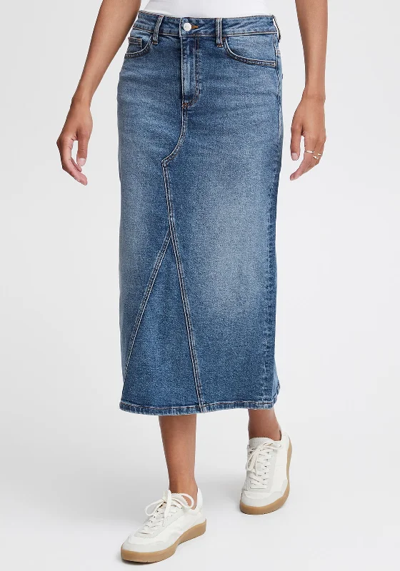 B.Young Leya Midi Denim Skirt, Medium Blue DenimWrap Skirt