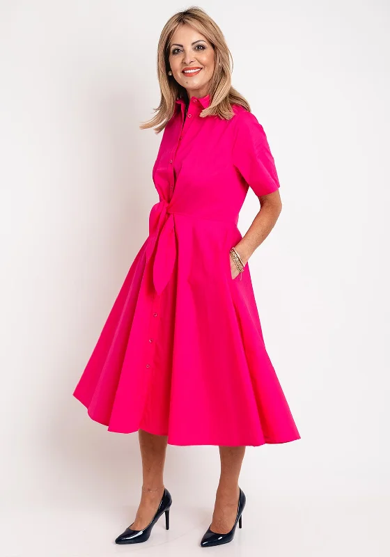 Kate Cooper Tie Detail Midi Shirt Dress, PinkOpaque Dress