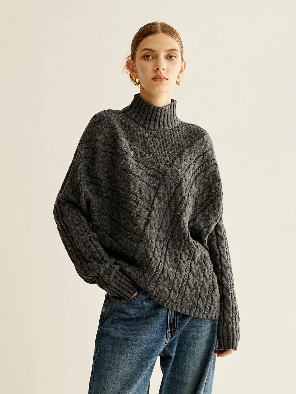 Asymmetrical Mock-Neck SweaterVelvet Knit Tops