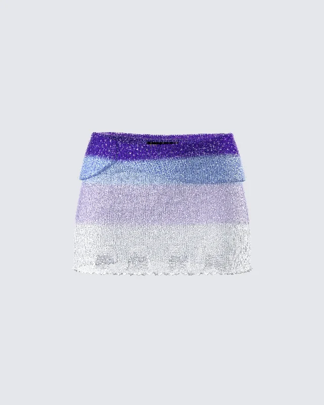 Vanessa Purple Sequin Knit SkirtTiered Skirt