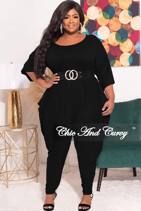 Final Sale Plus Size Jumpsuit with Harem Effect in BlackWomen's sleeveless tops