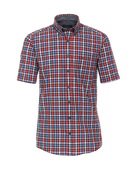 Streetwear Short Sleeve TopsCasa Moda Short Sleeve Checked Shirt, Blue Multi