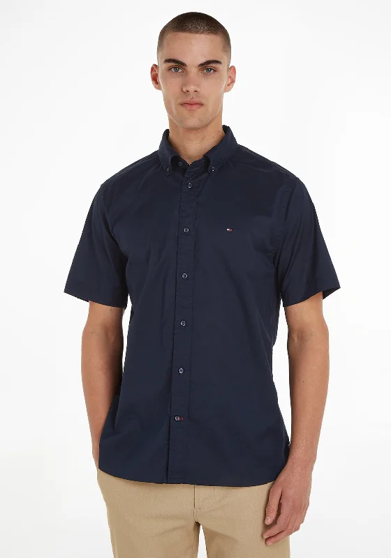 Scoop Neck Short Sleeve TopsTommy Hilfiger Flex Poplin Short Sleeve Shirt, Desert Sky