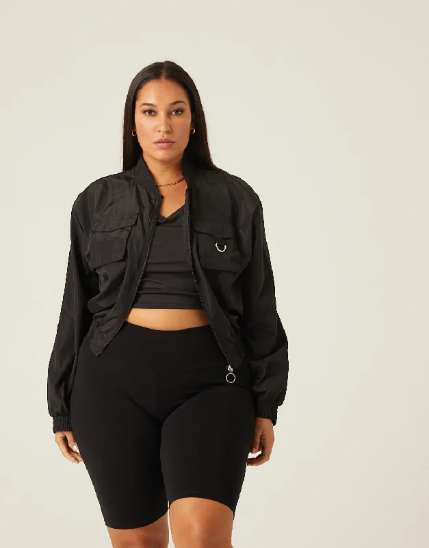 Plus Size Windbreaker Bomber JacketWomen's outdoor tops