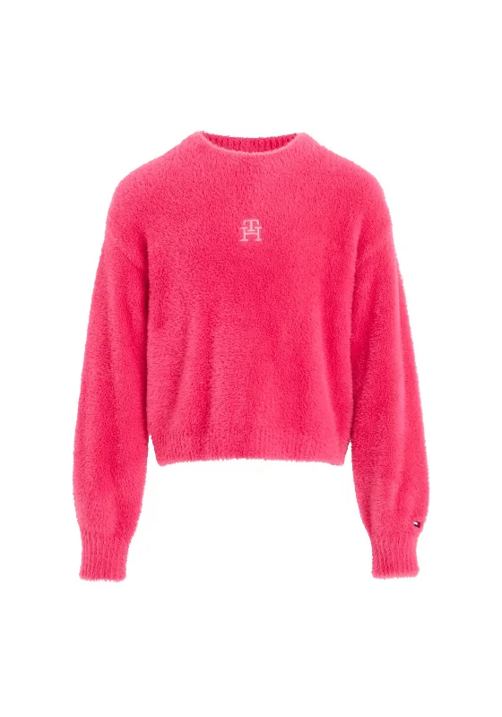 Tommy Hilfiger Girls Monogram Soft Sweater, Hot MagentaMetallic Knit Tops